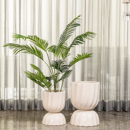 Elegant Swirl Indoor Planters For Home - Set of 2 (White)