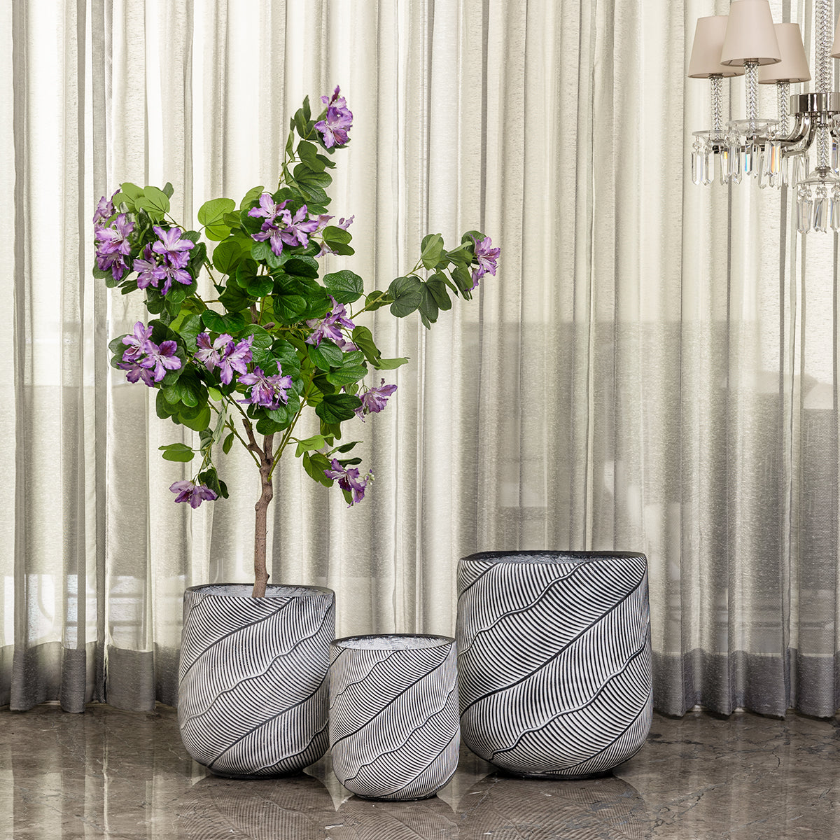 Curved Foliage Indoor Planters For Home - Set of 3