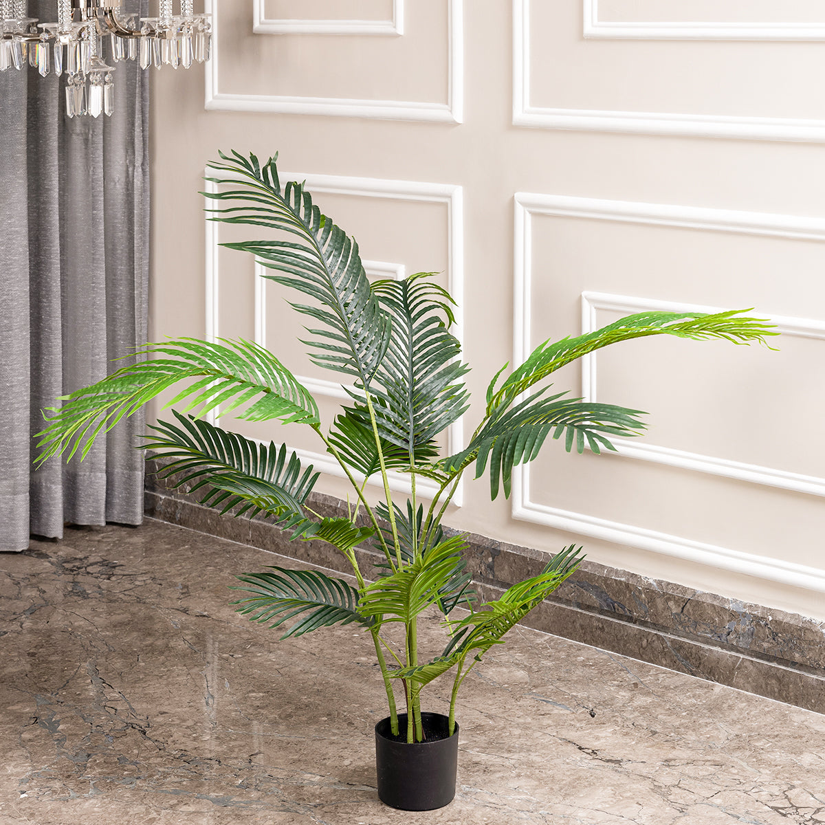 Evergreen Oasis Areca Palm Artificial Flower Plant For Home (4 Feet) (Natural Feel)