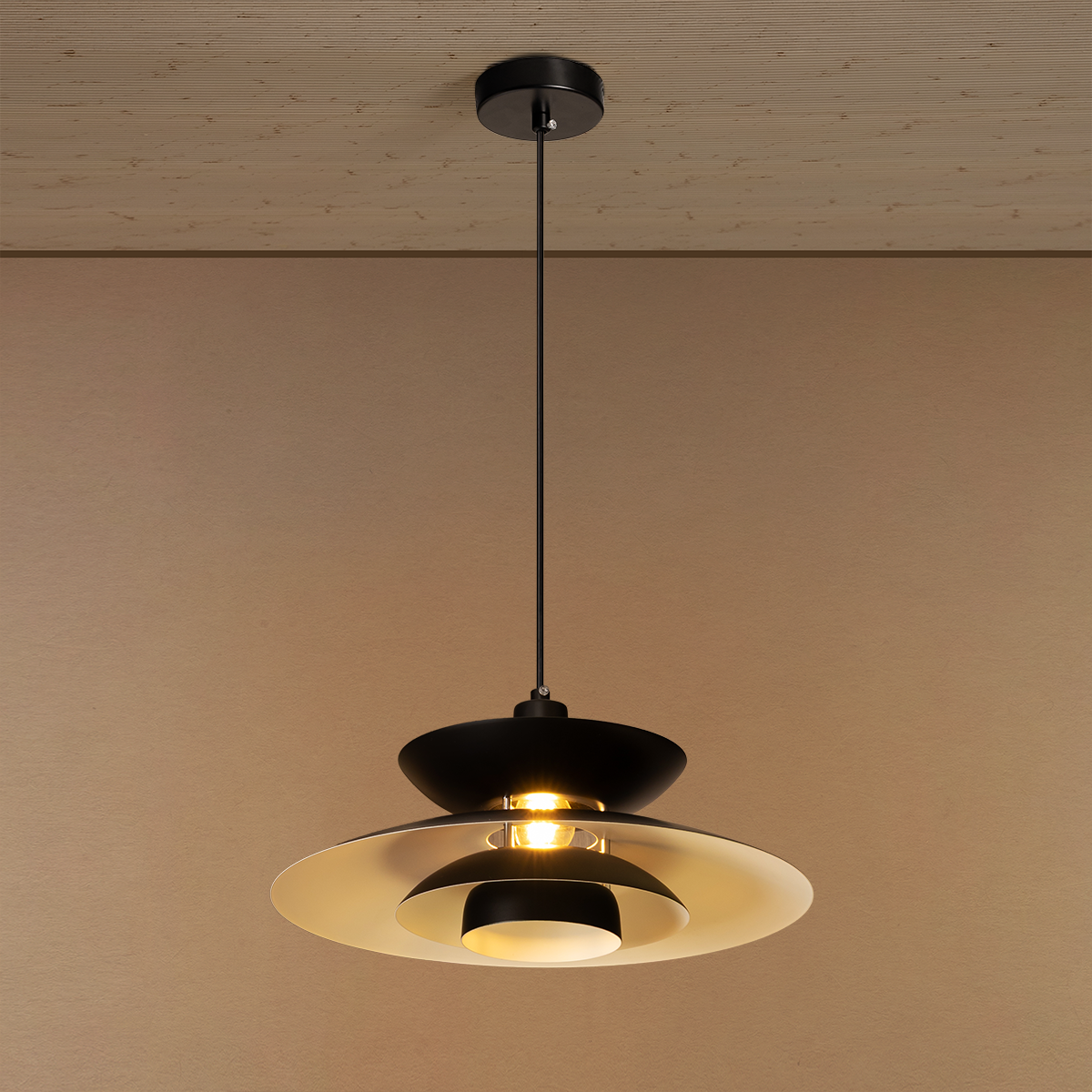 Floating Shade UFO Ceiling Light For Home - Black