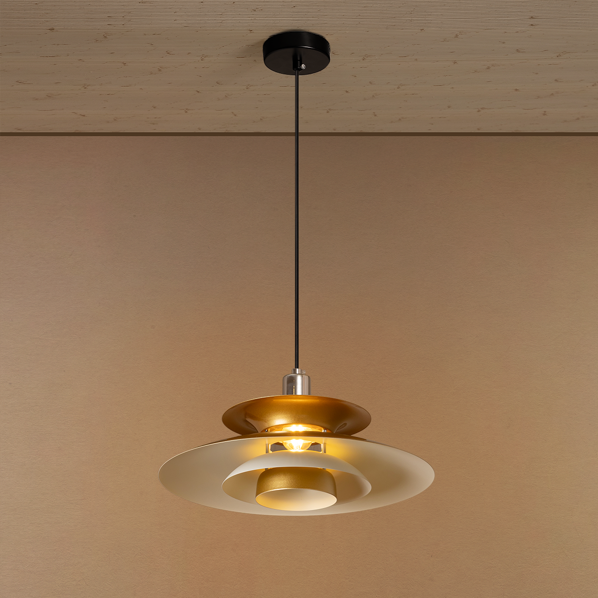 Arctic Wave UFO Pendant For Living Room & Item for Home Decoration - Gold