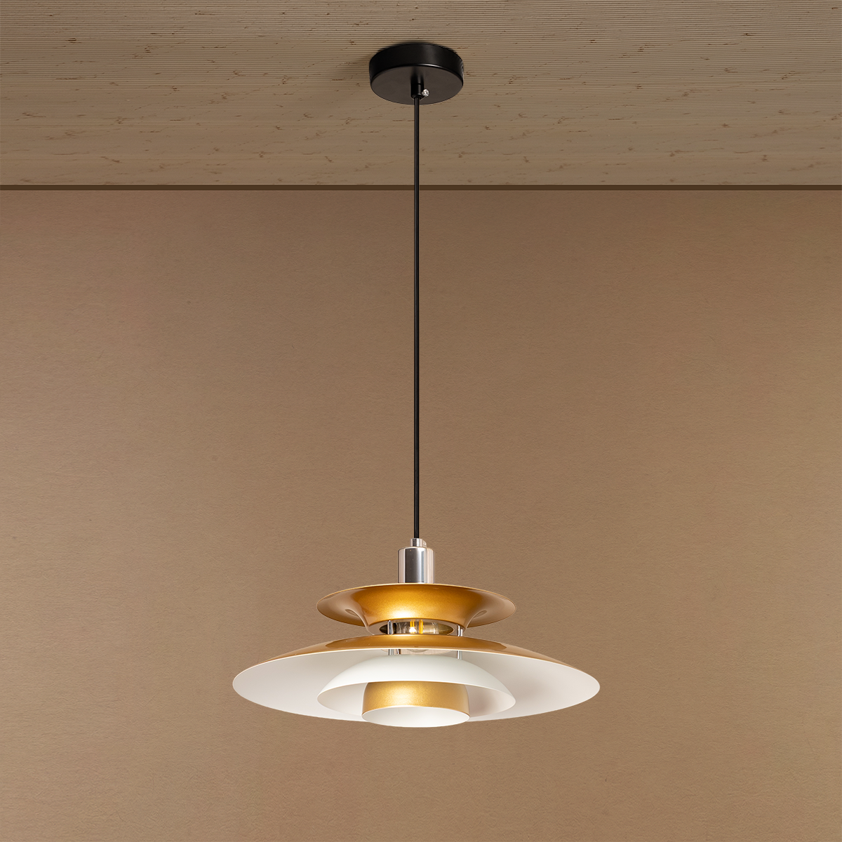 Arctic Wave UFO Pendant For Living Room & Item for Home Decoration - Gold