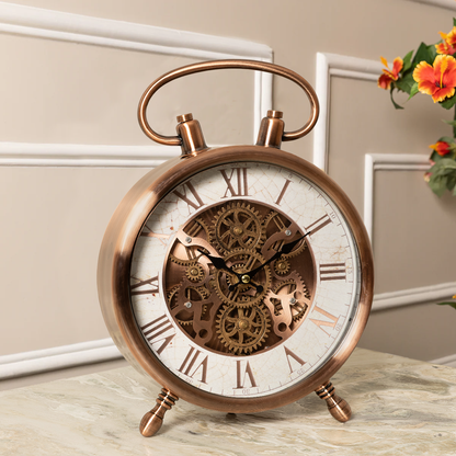 Antique Motion uxury Designer Table Clock With Moving Gear Mechanism Buy Table Clock Online (Steel Body)