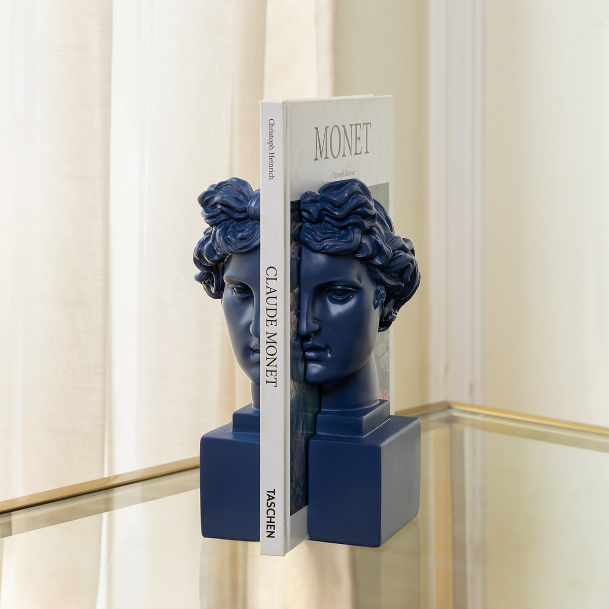 Modern Apollo Bookend For Books - Pair (Navy Blue)