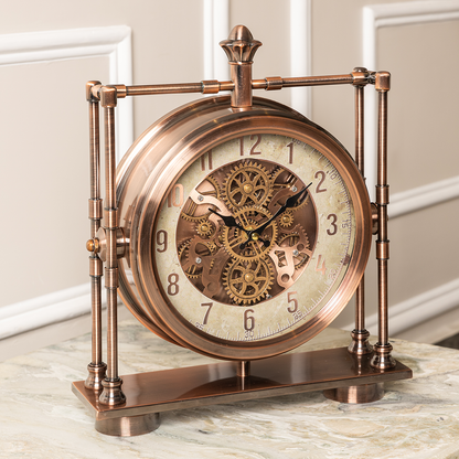 Dream Ticks Luxury Designer Table Clock With Moving Gear Mechanism Buy Table Clock Online (Steel Body)