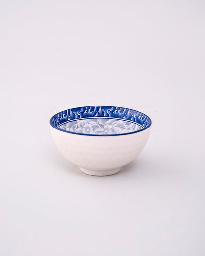 Indigo Bloom Ceramic Katori - Set Of 4