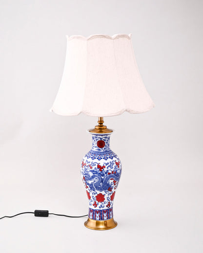 Dragon Motifs Blue & White Bone China Table Lamp