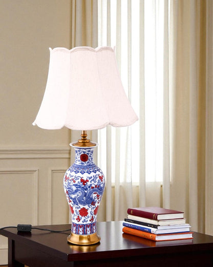 Dragon Motifs Blue & White Bone China Table Lamp