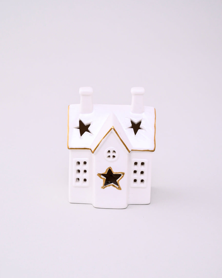 White Serenity Cottage Tealight Holder & Sculpture