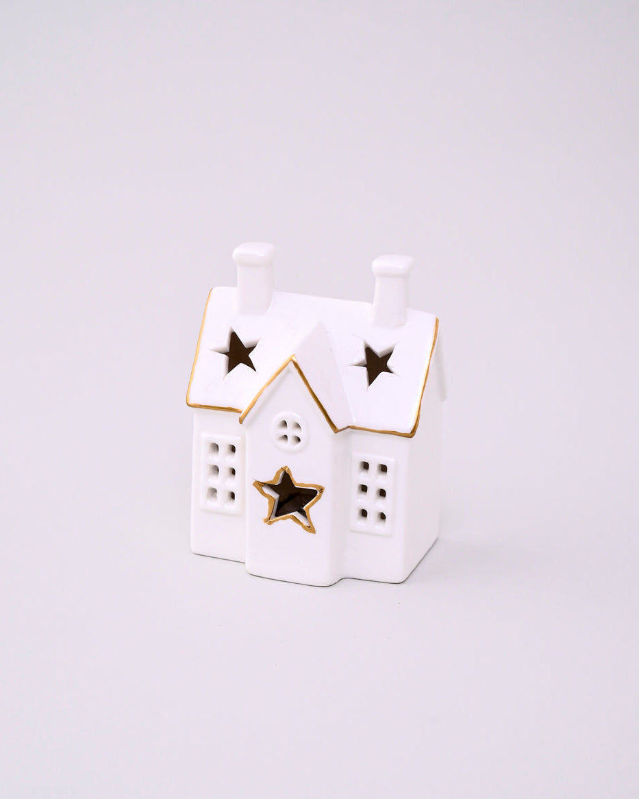 White Serenity Cottage Tealight Holder & Sculpture