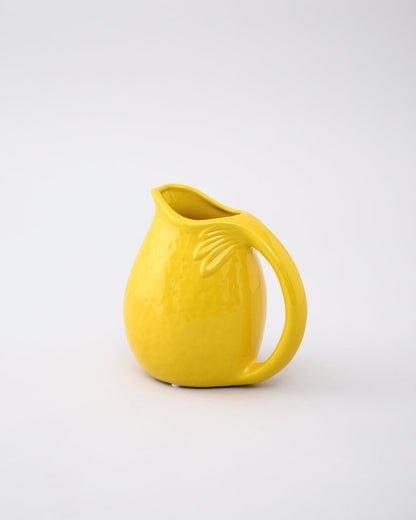 Lemon Glow Ceramic Pitcher Vase - Small