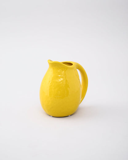 Lemon Glow Ceramic Pitcher Vase - Small