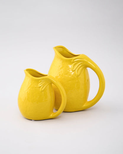 Lemon Glow Ceramic Pitcher Vase - Small