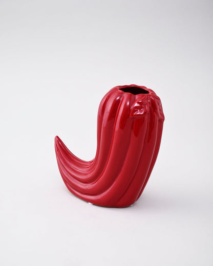 Fiery Red Chili Ceramic Vase