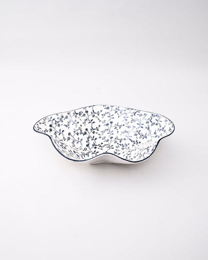 Blue Blossom Wavy Ceramic Bowl
