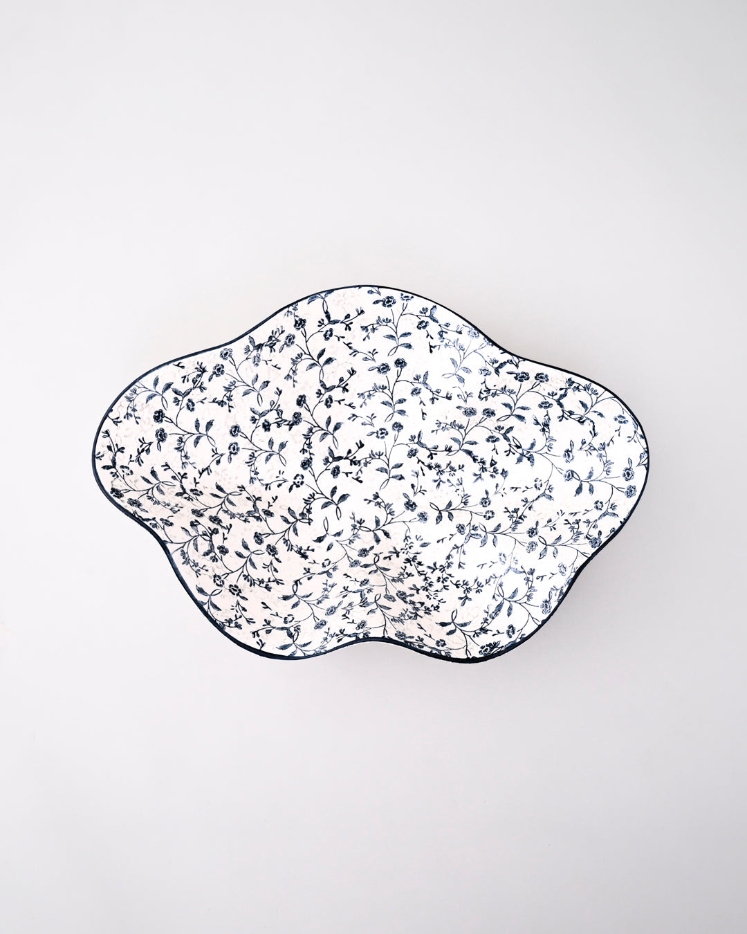 Blue Blossom Wavy Ceramic Bowl