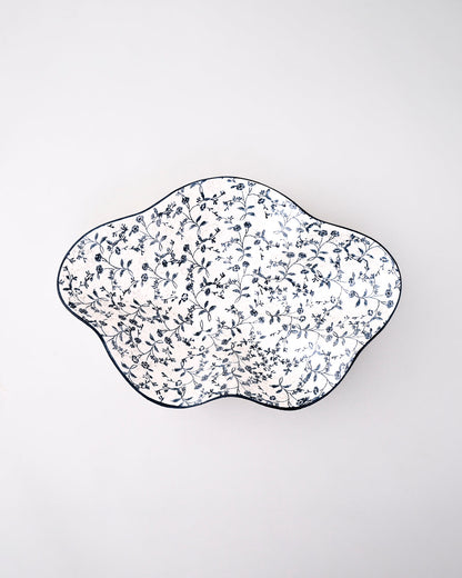 Blue Blossom Wavy Ceramic Bowl