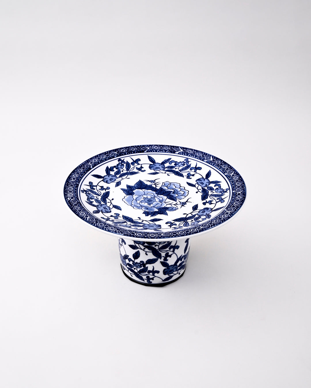 Royal Blue Floral Pedestal Bowl - Small