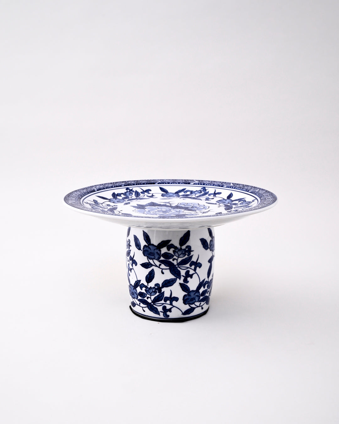 Royal Blue Floral Pedestal Bowl - Small