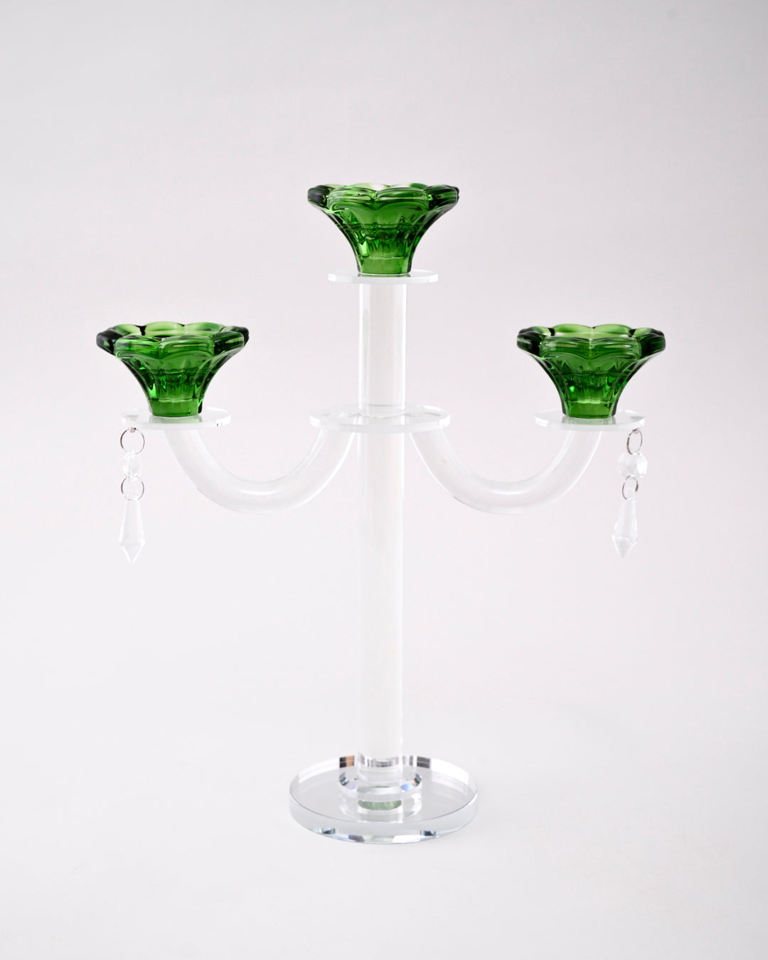 Emerald Radiant 3-Arms Crystal Candle Stand