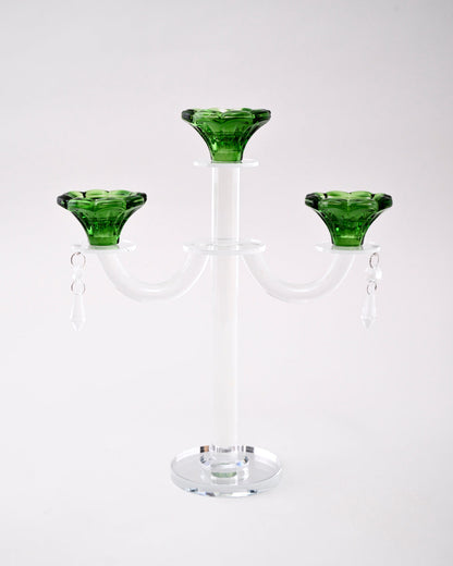 Emerald Radiant 3-Arms Crystal Candle Stand