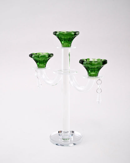 Emerald Radiant 3-Arms Crystal Candle Stand