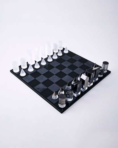 Modern Crystal Geometry Chess Set