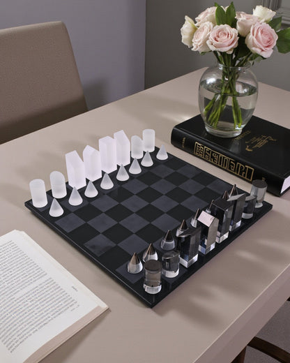 Modern Crystal Geometry Chess Set