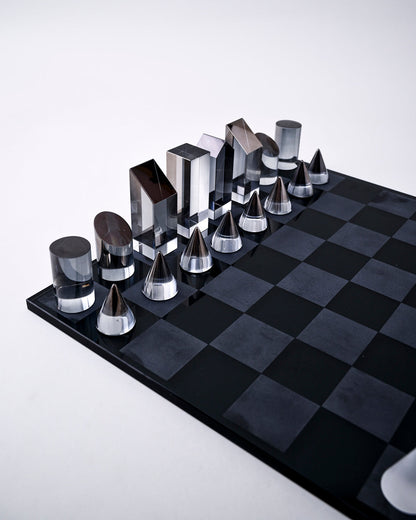 Modern Crystal Geometry Chess Set