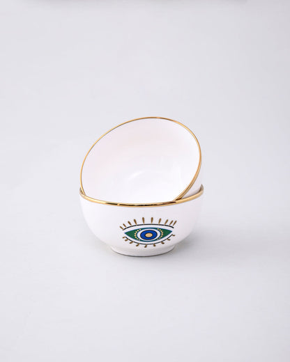 Guardian Evil Eye Ceramic Katori - Set Of 2