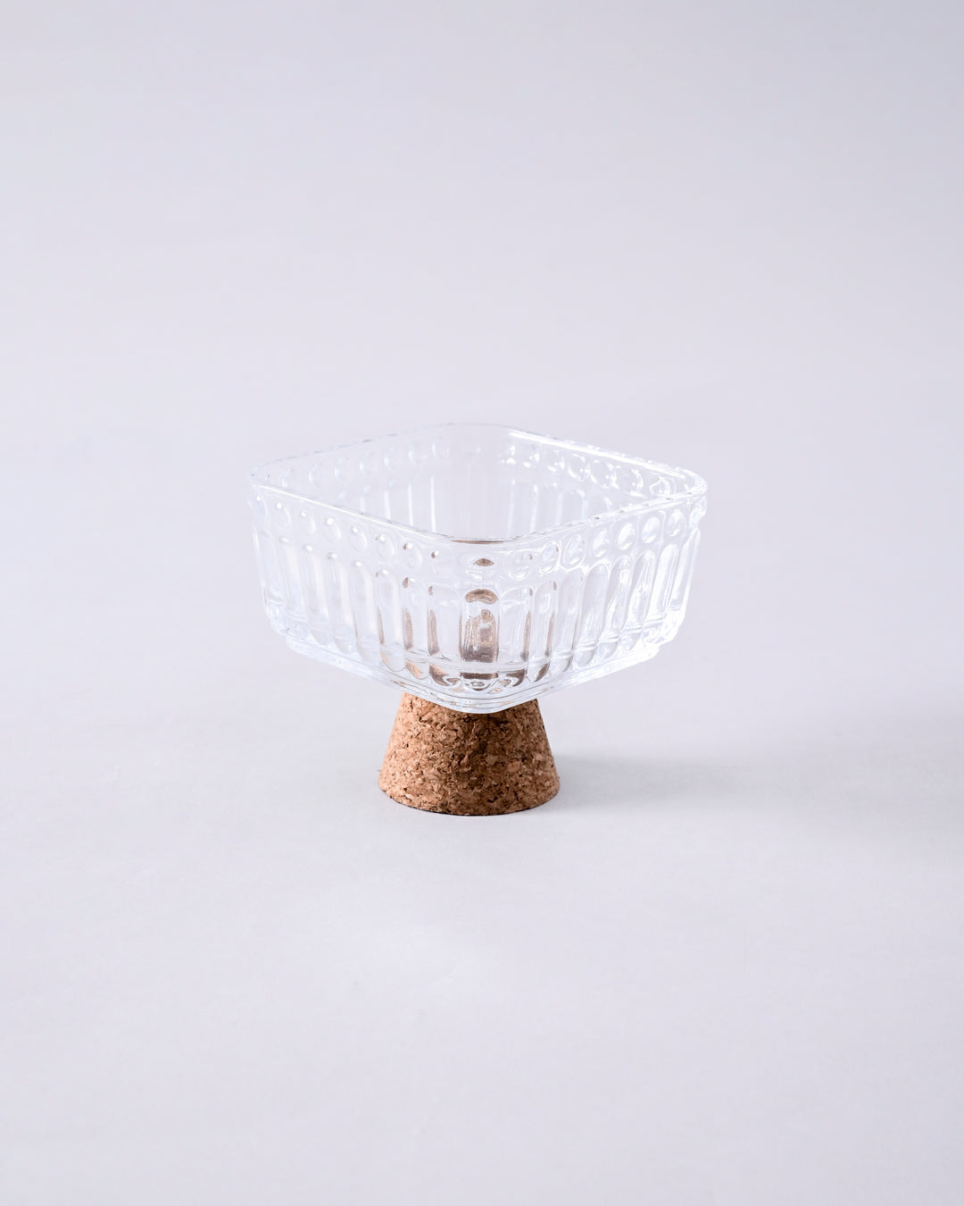 Modern Ribbed Glass Dessert Bowl