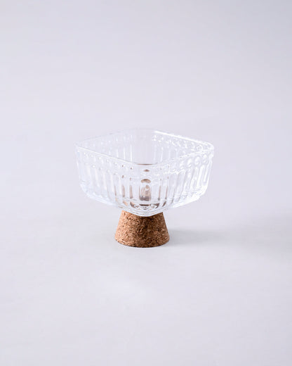Modern Ribbed Glass Dessert Bowl