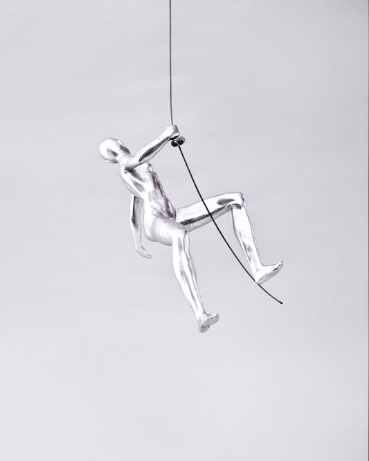 Silver Climbing Man Decorative Sculpture