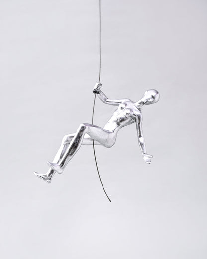 Silver Climbing Man Decorative Sculpture