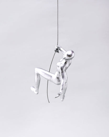 Silver Climbing Man Decorative Sculpture