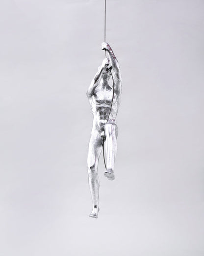 Silver Climbing Man Decorative Sculpture