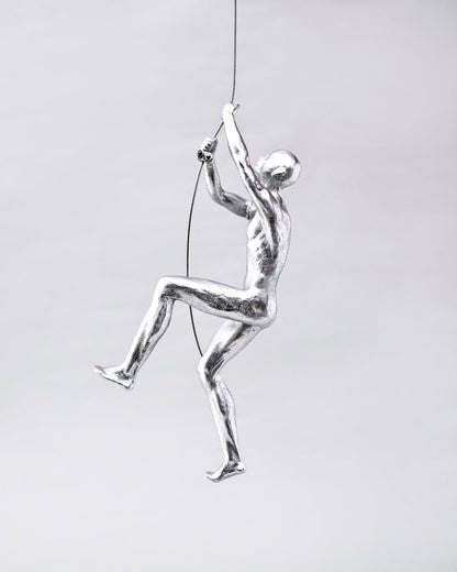 Silver Climbing Man Decorative Sculpture