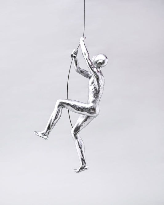 Silver Climbing Man Decorative Sculpture