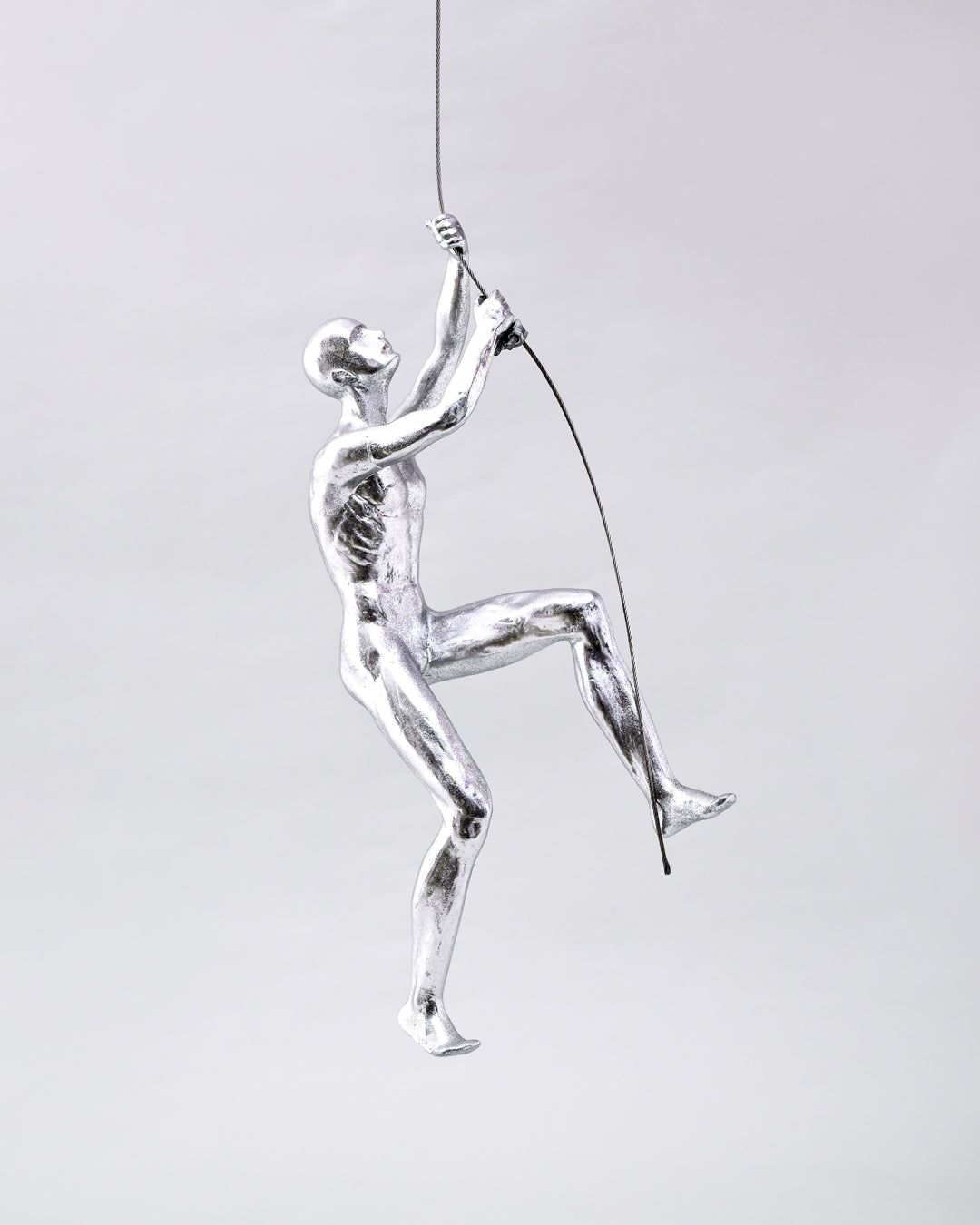 Silver Climbing Man Decorative Sculpture