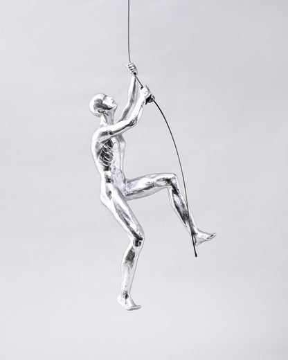 Silver Climbing Man Decorative Sculpture