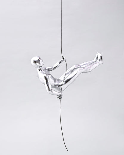 Silver Climbing Man Decorative Sculpture