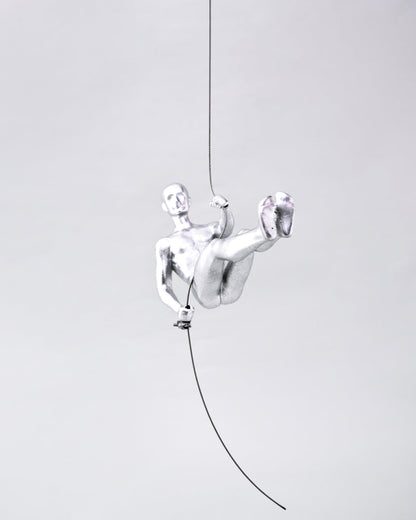 Silver Climbing Man Decorative Sculpture