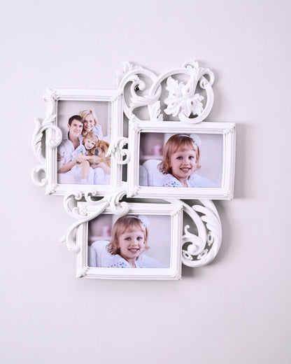 Vintage White Floral Collage Photo Frame