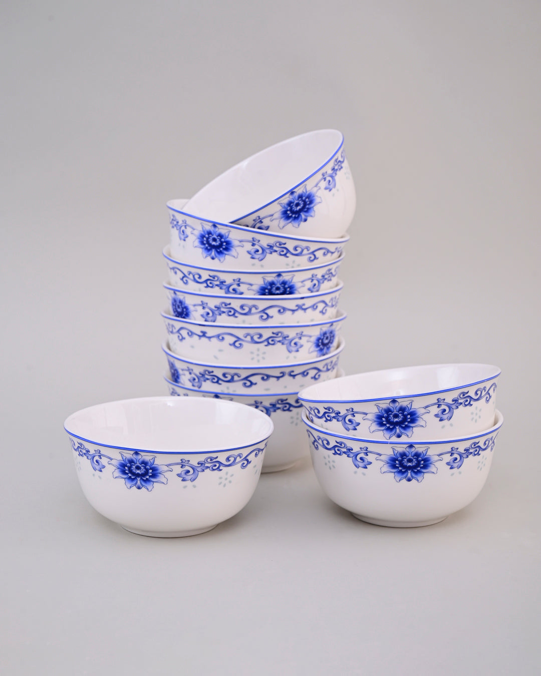 Blue Floral Motif Hand Painted Katori - 1 Pisce