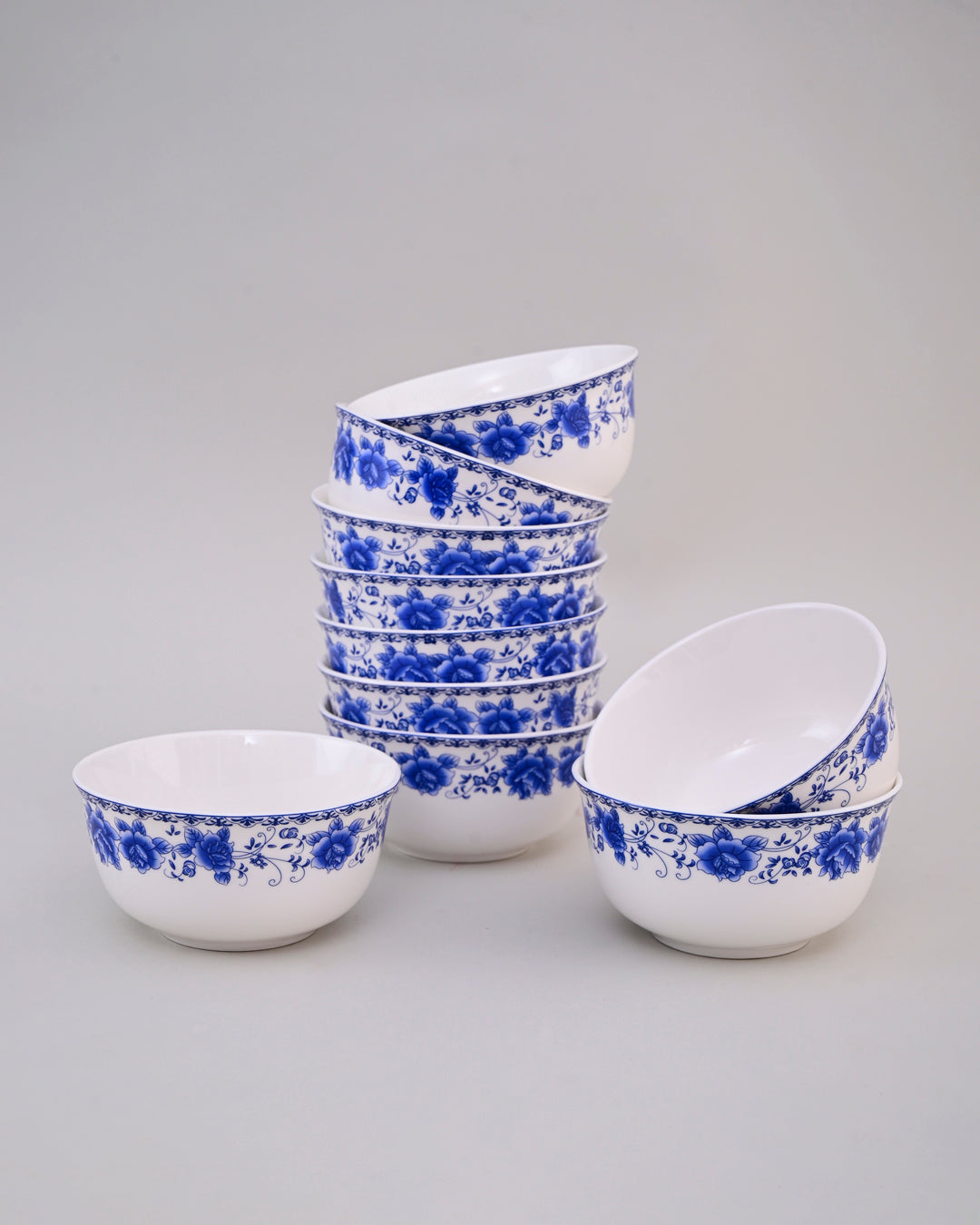 Blue & White Rose Motif Katori