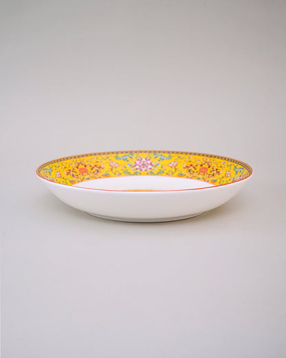 Vintage Floral Charm Pasta Plate - Yellow