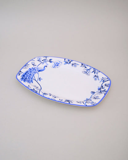 Royal Peacock Blue & White Platter