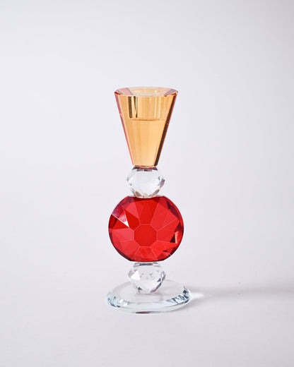 Ruby Glow Crystal Candle Holder