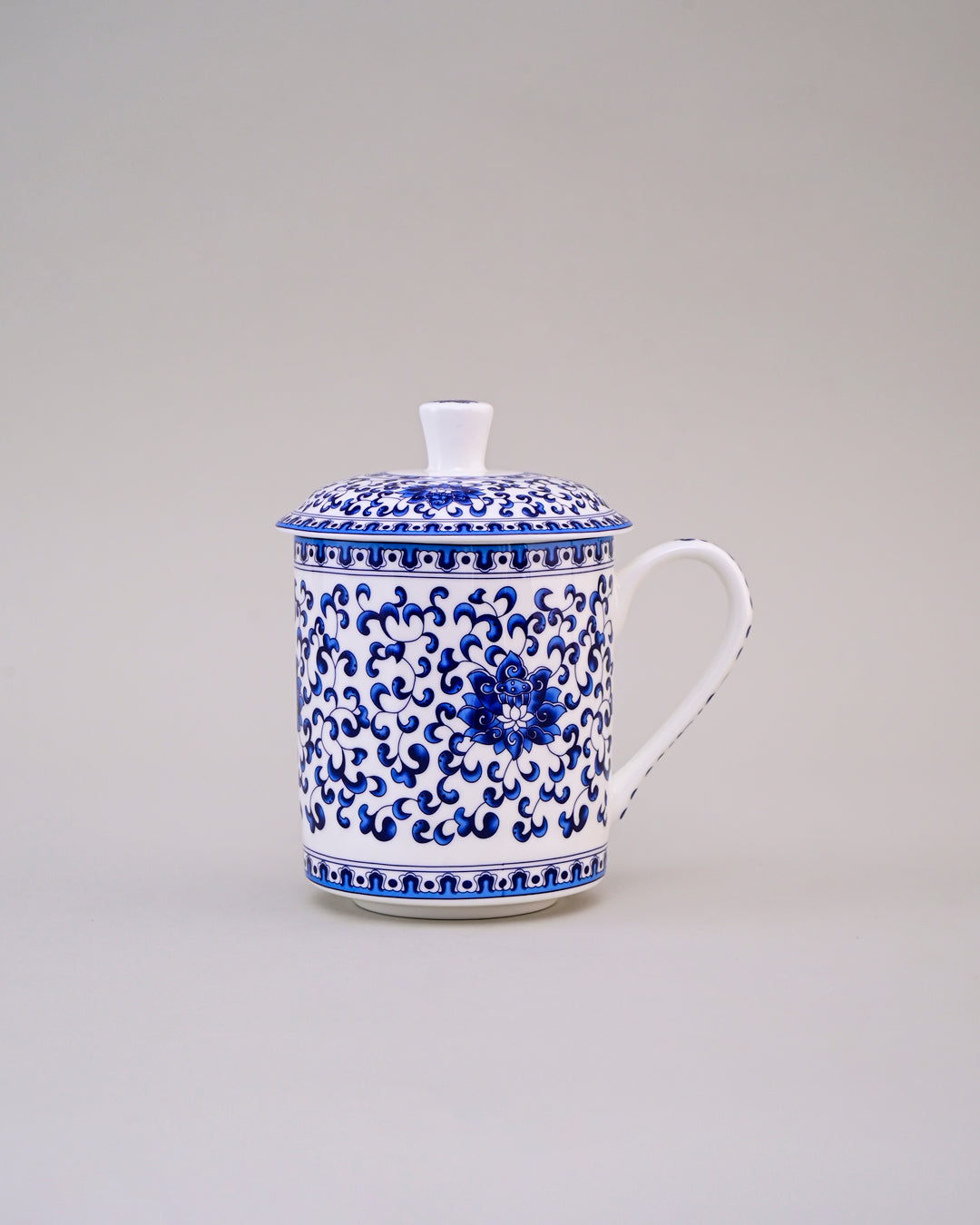 Royal Blue Floral Bone China Mug