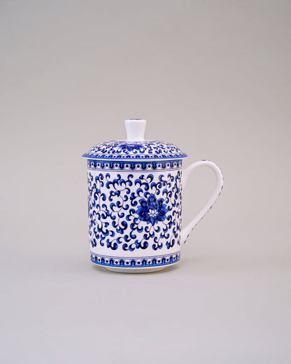 Royal Blue Floral Bone China Mug